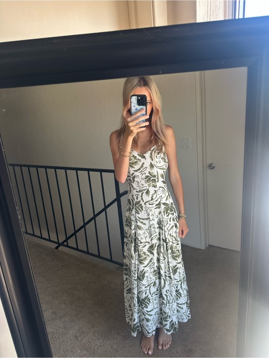 MSK Dresses & Skirts - MSK Olive Green and Cream Floral Maxi Dress